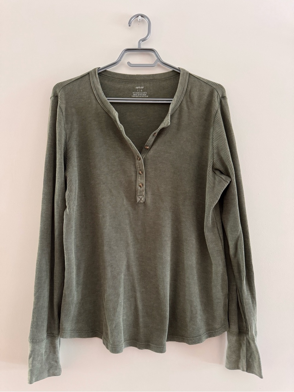Aerie Olive Green Long Sleeve Ribbed Long Sleeve Top